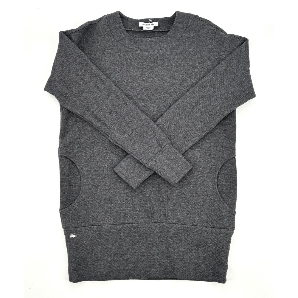 Lacoste Women's Long Sleeve Sweatshirt Gray Size 36 US 4 Pockets NWT Heavyweight